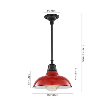 Jasper 12.25" Farmhouse Industrial Indoor/Outdoor Iron LED Pendant